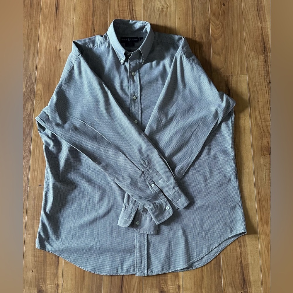Men’s Ralph Lauren Plaid Long Sleeved Button-Down Brown & White Shirt - Picture 13 of 15